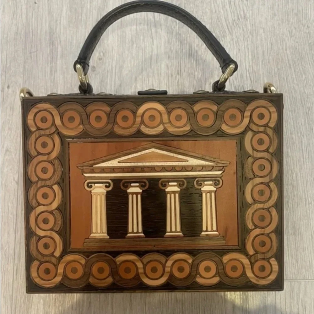 Dolce & Gabbana Brown and Gold Wooden Box Bag - Picture 2 of 4